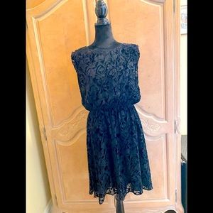 Alice+Olivia black beautiful burnout velvet dress,sleeveless,opening on the back